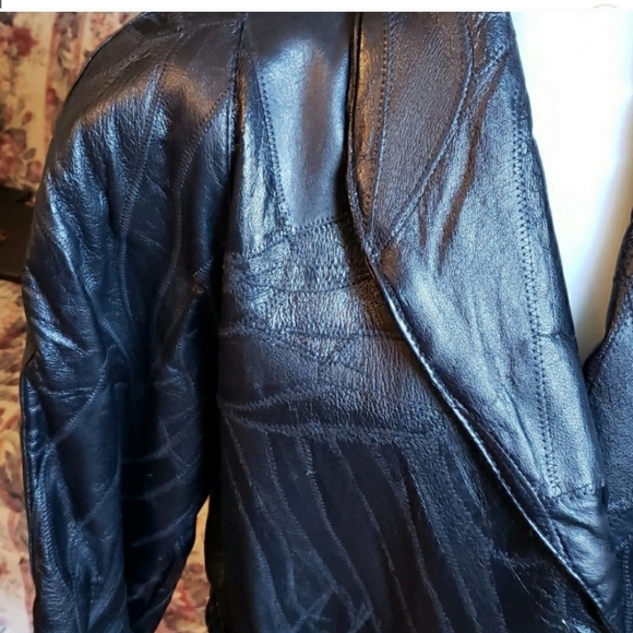 GIOVANNI NAVARRE LEATHER COMPANY Italian Stone Design Leather patchwork jacket - Picture 2 of 4